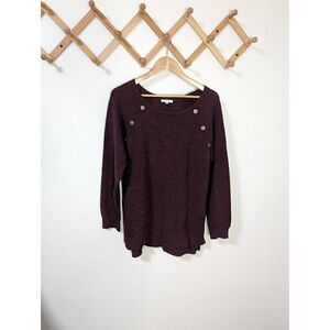 Maurice's Maroon Long Sleeve Button Detail Tunic Sweater - Size L